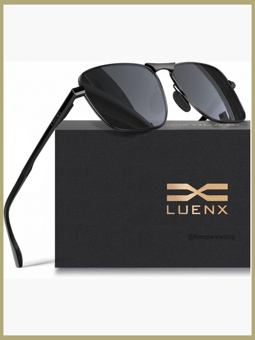 Rectangular Polarized Aviator Sunglasses with Stainless Steel Frame